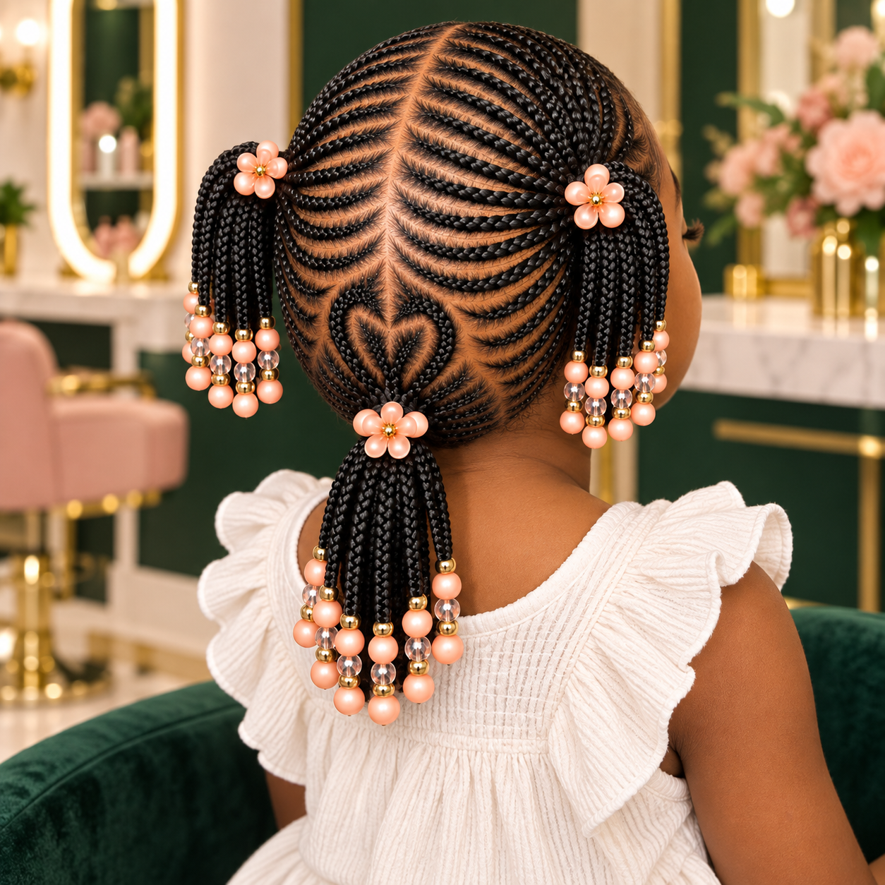 Curved cornrow hairstyle